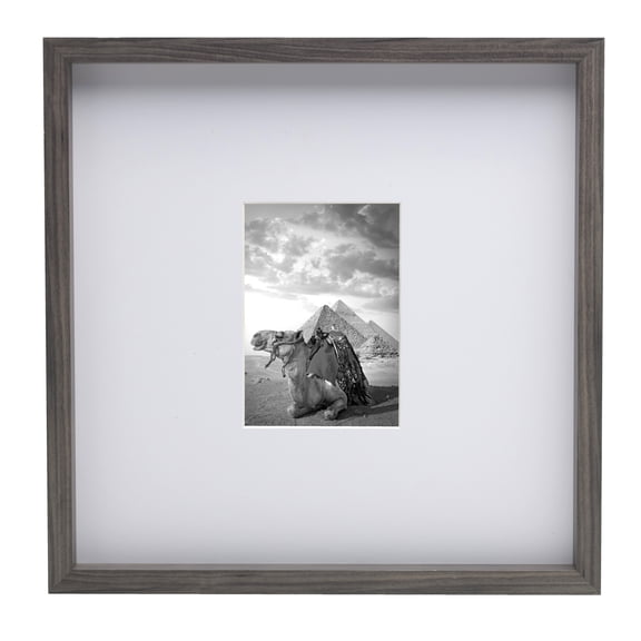 Melannco 16-inch Square Grey Picture Frame, Matted for 5X7 Photo