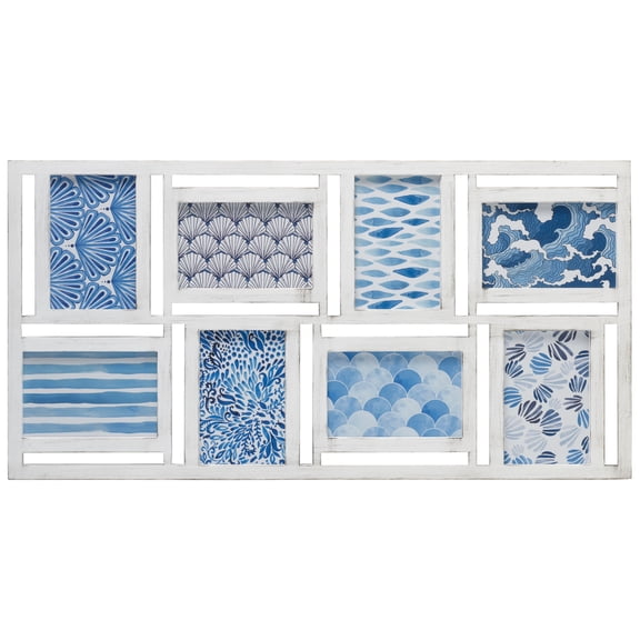 Melannco 25-inch by 15-inch 8-opening Plastic Collage in Distressed White