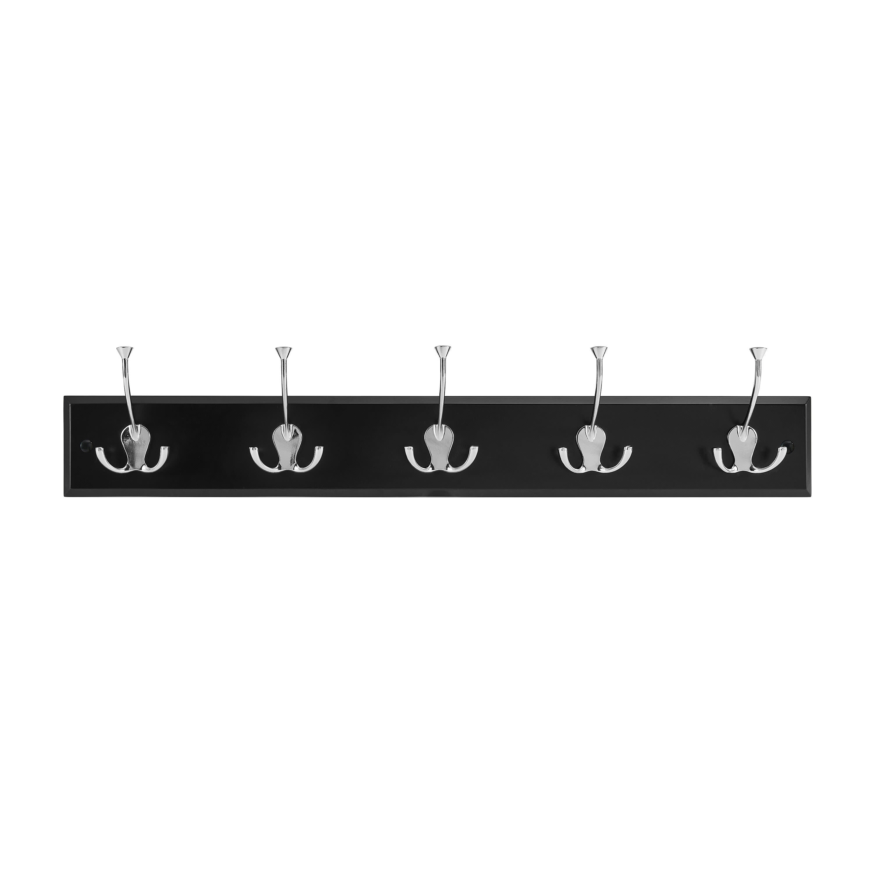 Melannco 27X5 Inch Wall Mount MDF Coat Rack With Silver Metal