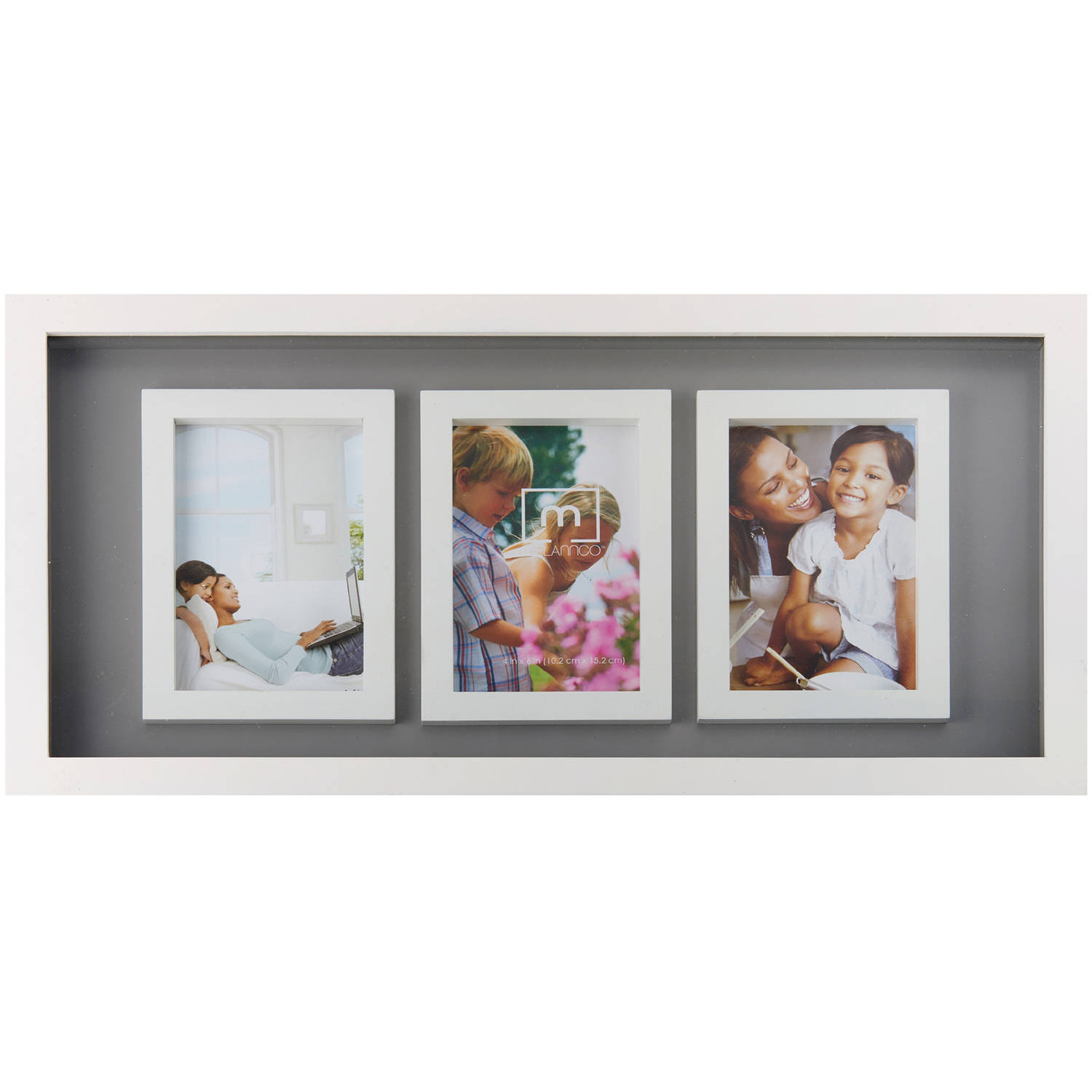 Melannco 3Opening Grey And White Photo Collage, Picture Frame