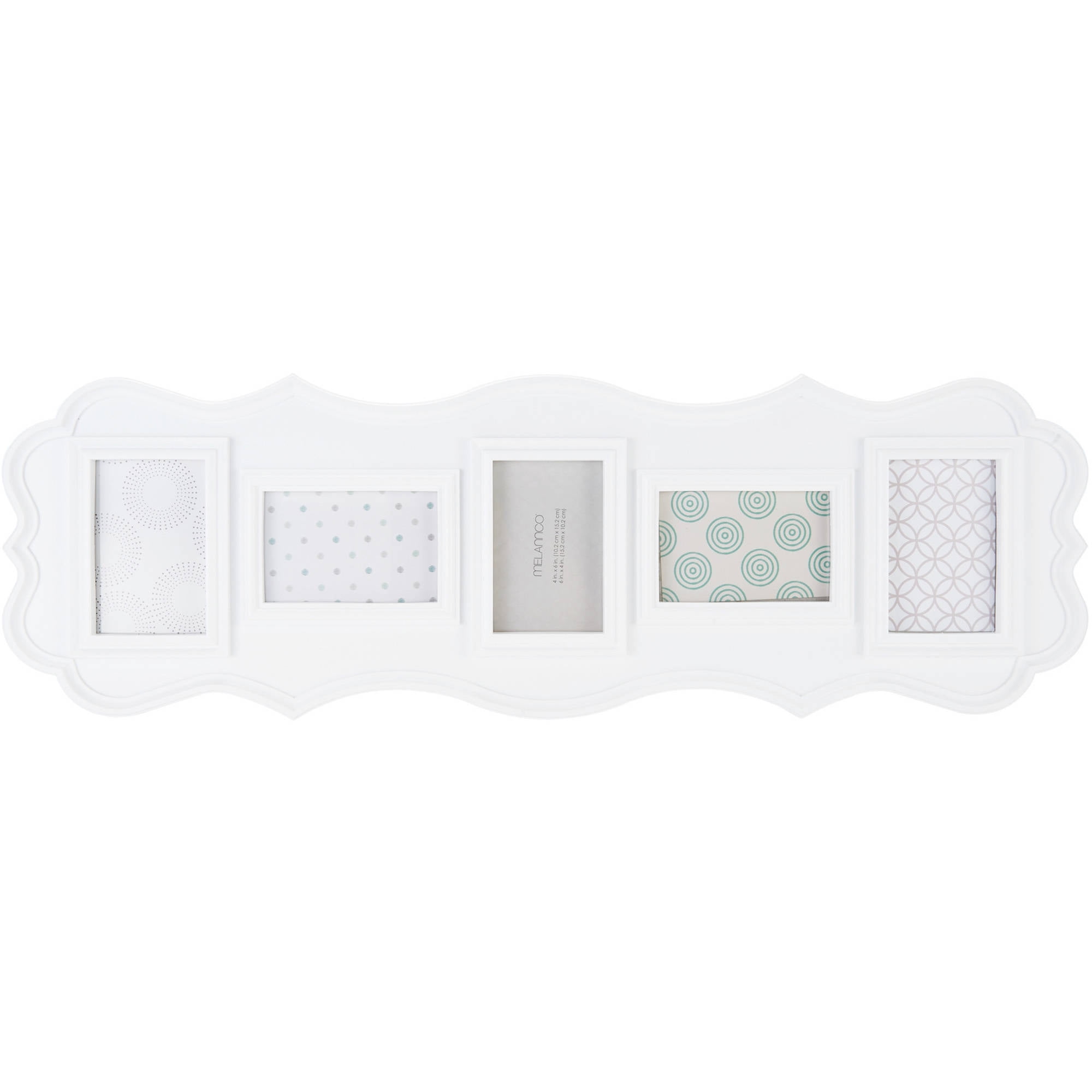 Melannco 5 Opening Curl Edge White Photo Collage, Picture Frame