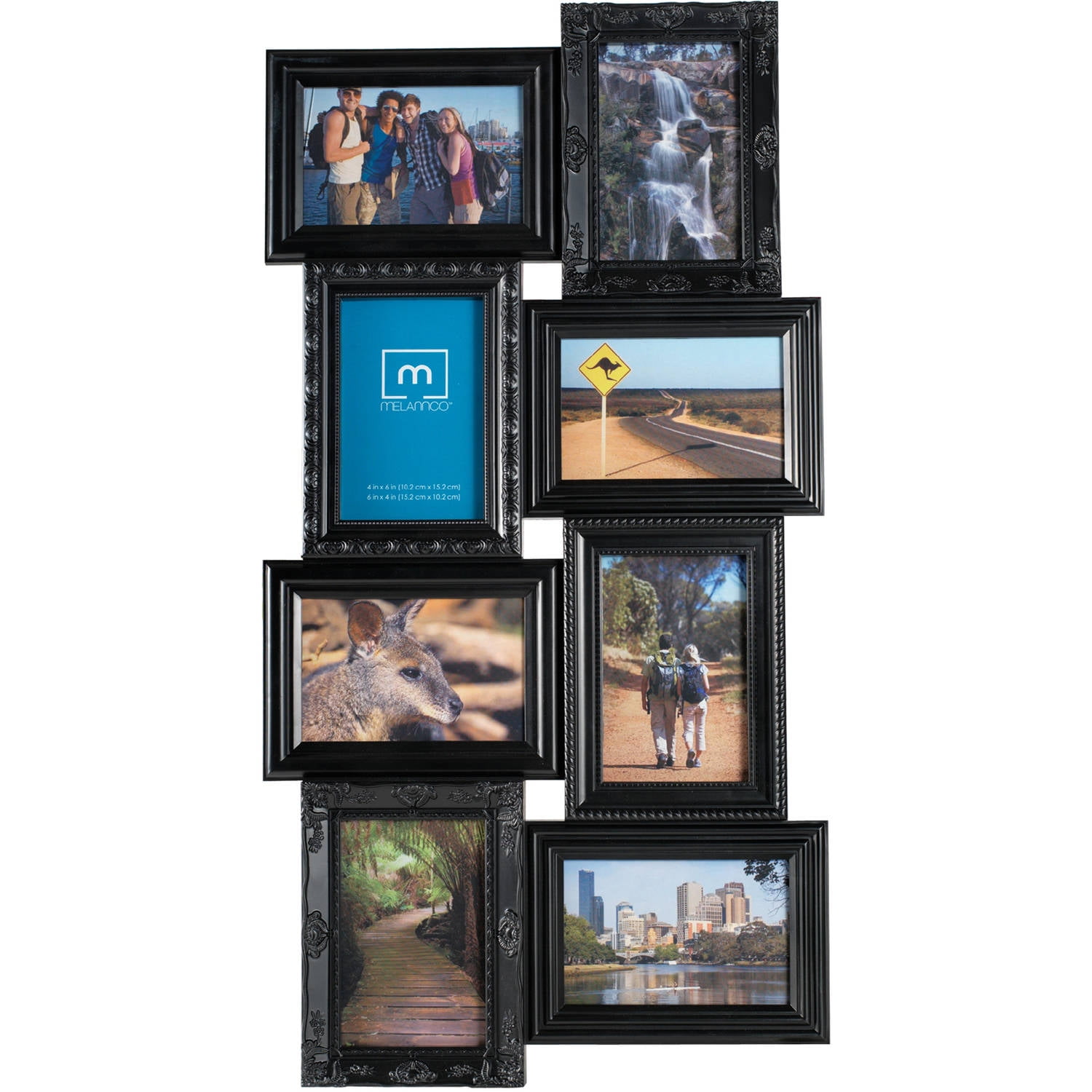 Melannco 8Opening Black MultiProfile Photo Collage, Picture Frame