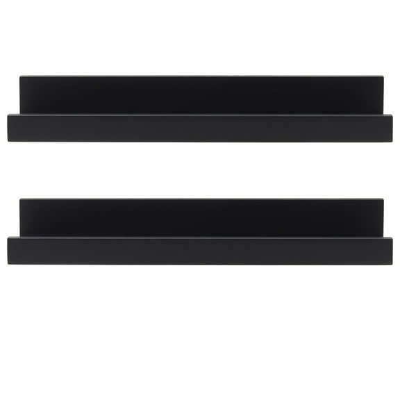 Melannco 14-inch Floating Photo Ledge Set of 2, Black
