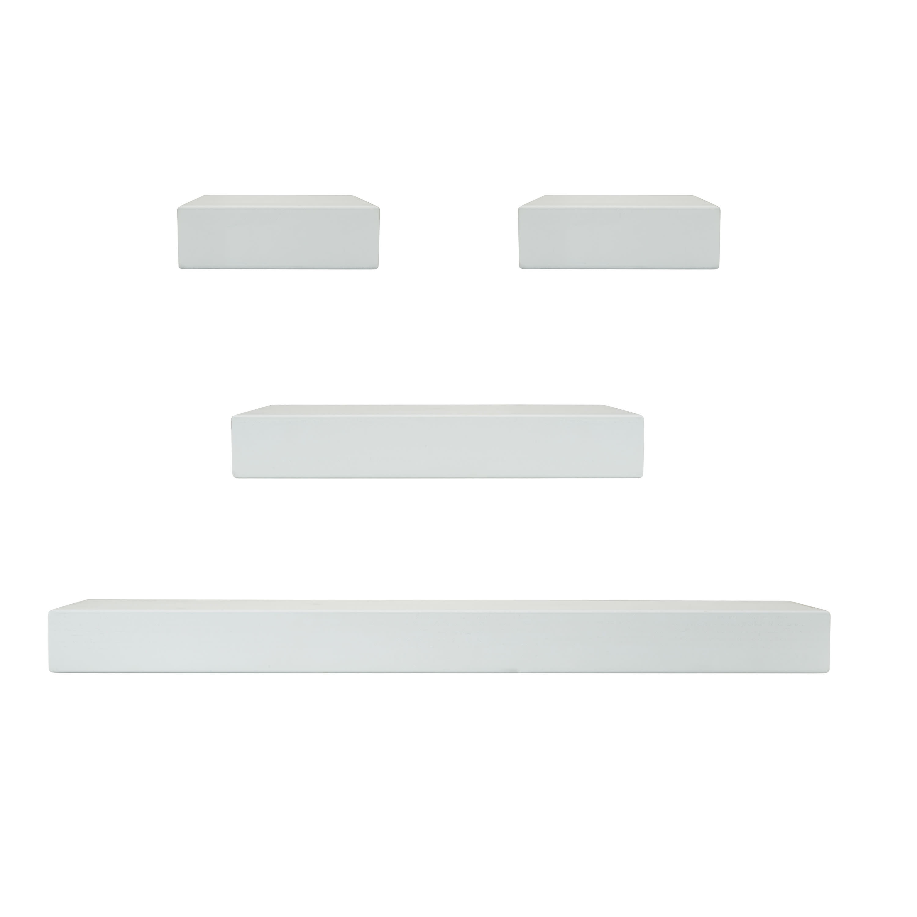 Elegant White Wood 4-Piece Chunky Wall Shelves Set