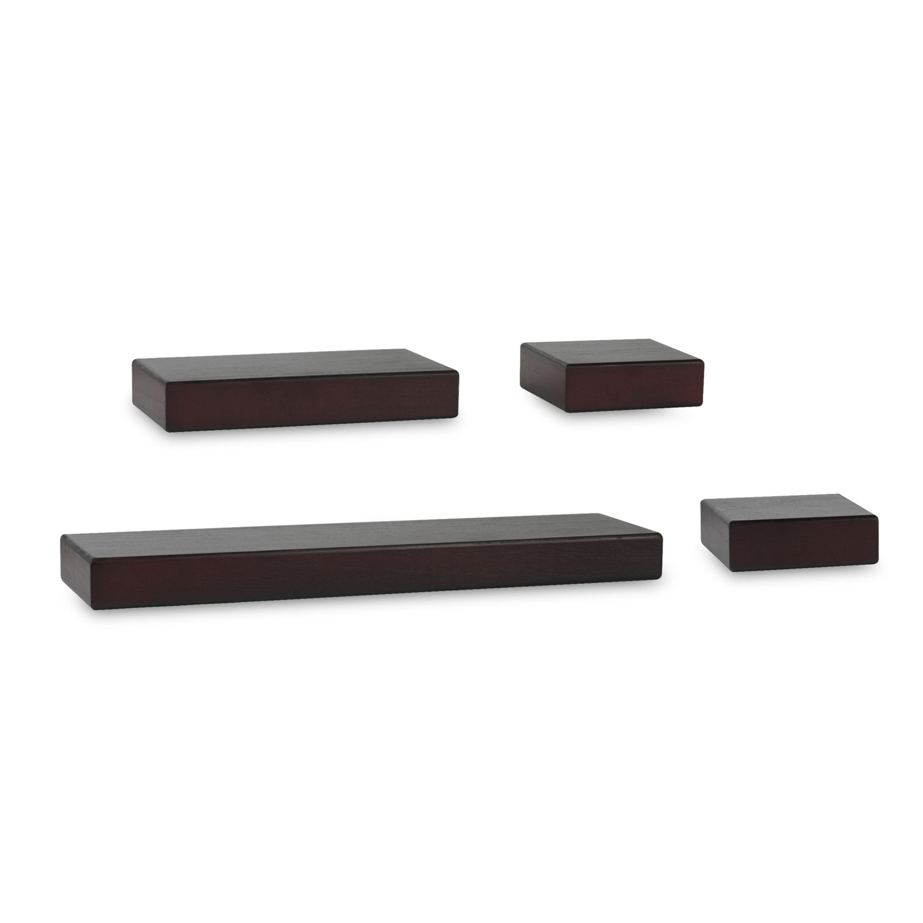 Melannco Chunky Ledges Shelves, Set of 4, Espresso