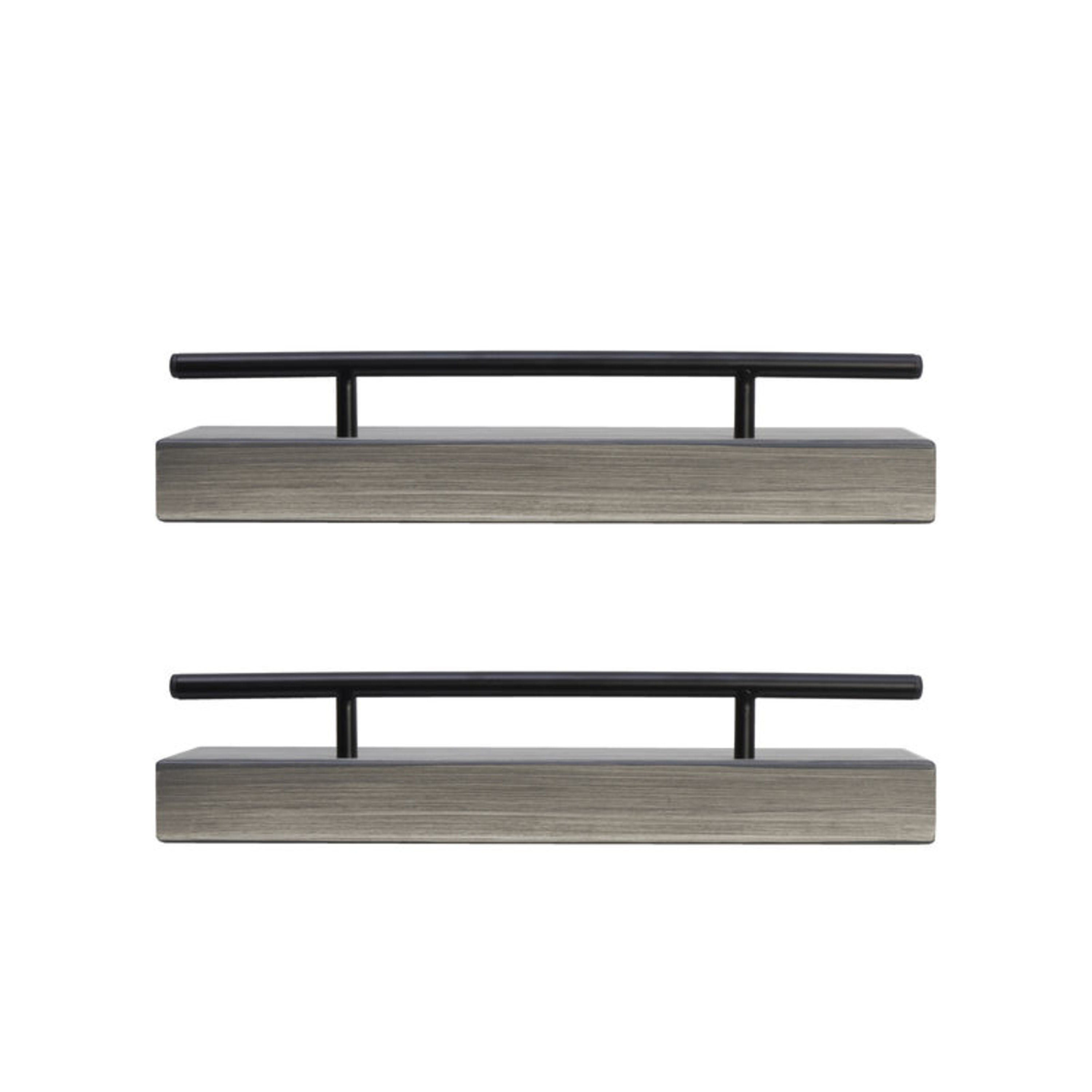 Melannco Set of 2 18inch Distressed Grey with Metal Railing Shelf