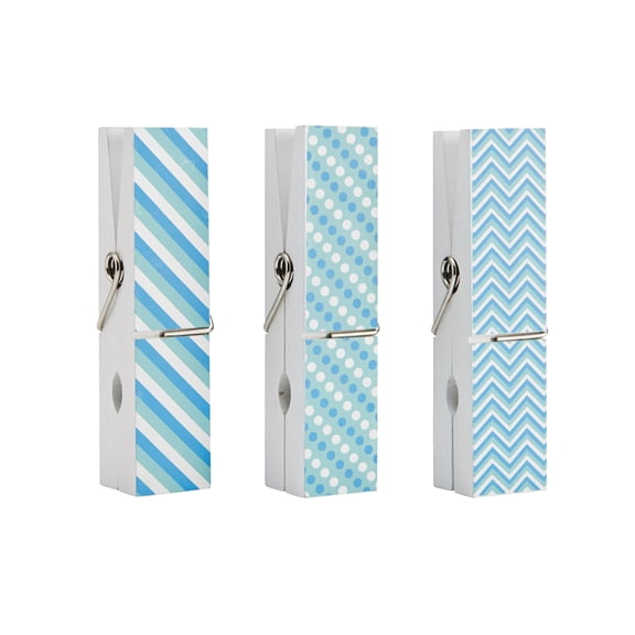 Melannco Set of 3 1-inch X 6-inch Oversized Clothespin-Blue and White