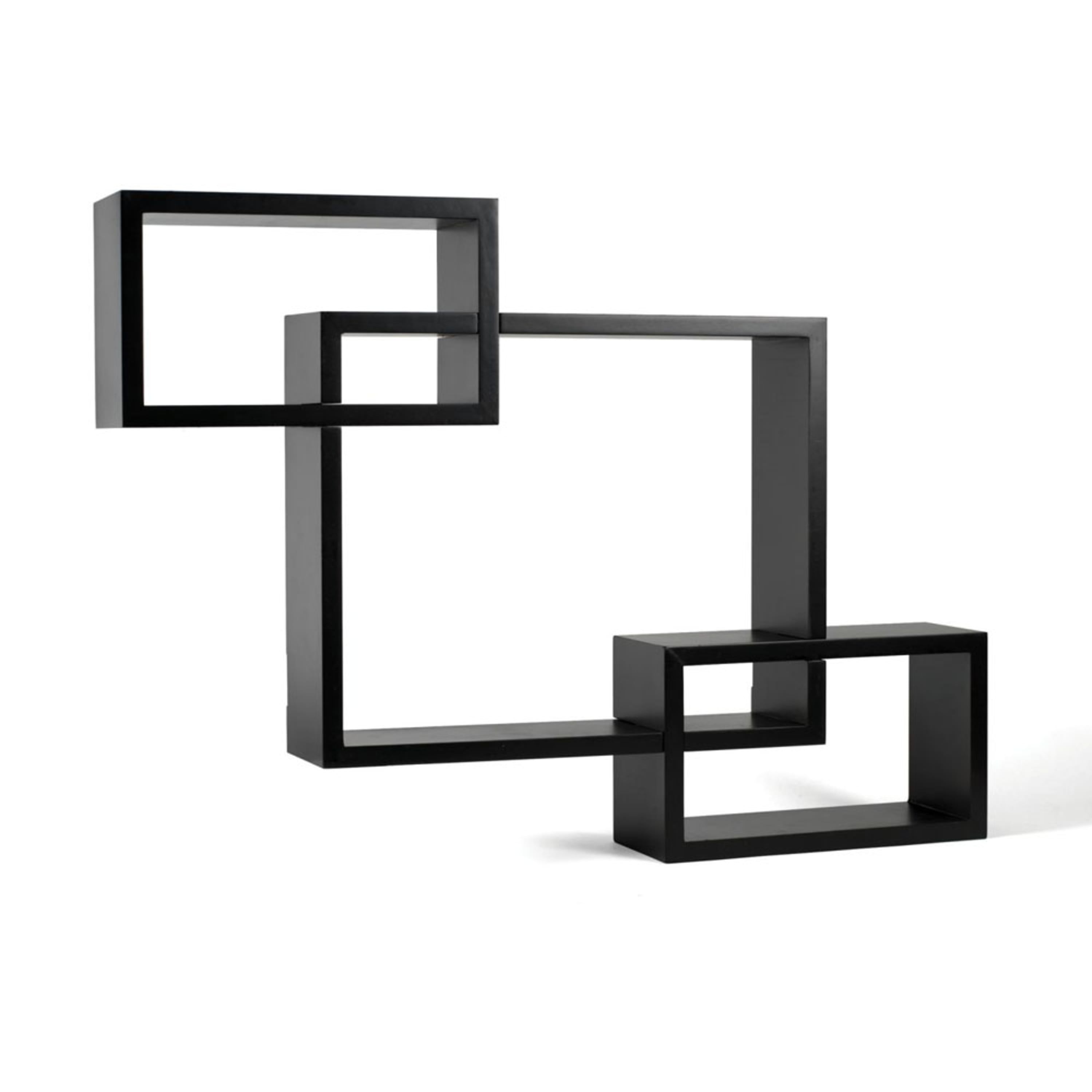 Melannco Set of 3 Interlocking Floating Wall Mount Shelves in Espresso