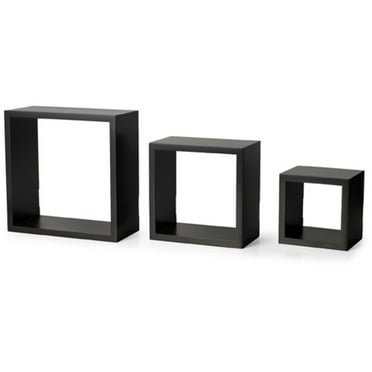 Melannco Set of 3 Square Wood Shelves in Espresso Brown