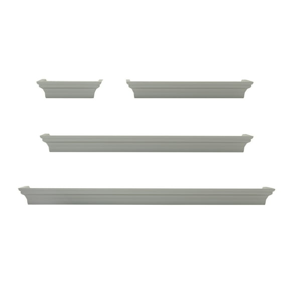 Melannco Set of 4-6 12 20 24-inch Traditional Shelves in Dark Gray