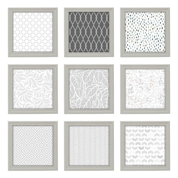 Melannco Set of 9, 9.25-inch White MDF Wood Frames, Each Frame Fits 8X8 Photo