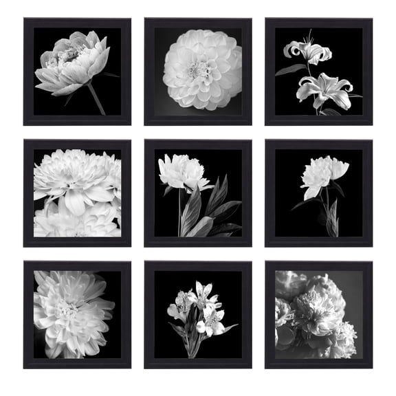 Melannco Black 9.25 x 9.25 Inch MDF Picture Frames Set of 9