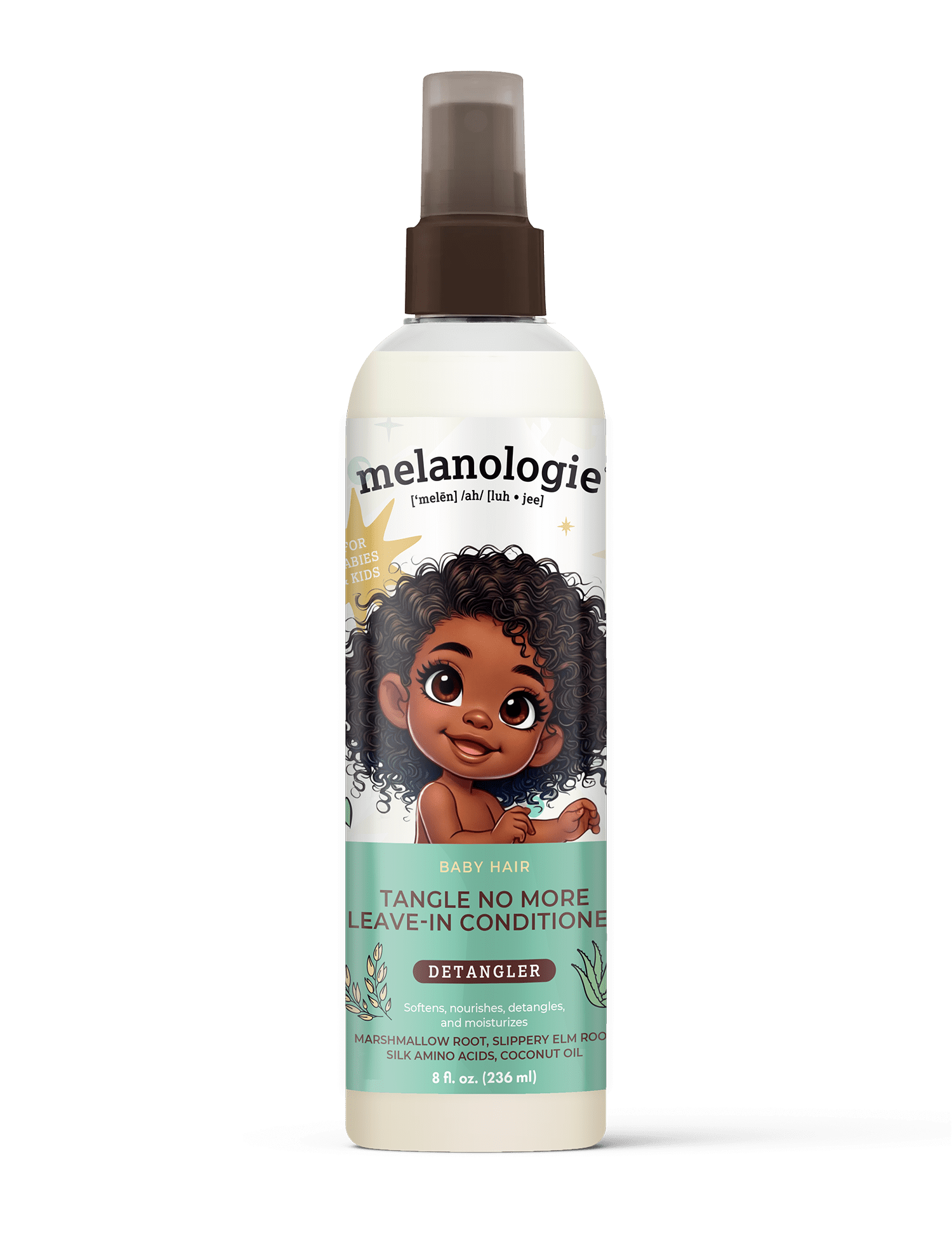 Melanologie Tangle No More Detangling Leave-in Conditioner Sulfate-, Paraben-, Phthalate- & Dye-Free with Sprayer