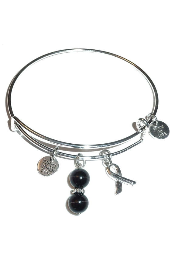 Melanoma - Skin Cancer Bracelet by Hidden Hollow Beads Expandable Charm Bangle Bracelets â?? Cancer Awareness Bracelet