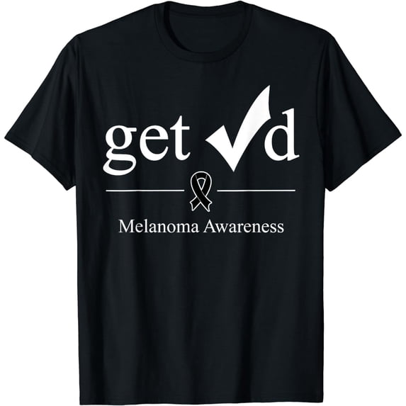 Melanoma TShirt Black Awareness Ribbon Tee Get Checked T-Shirt