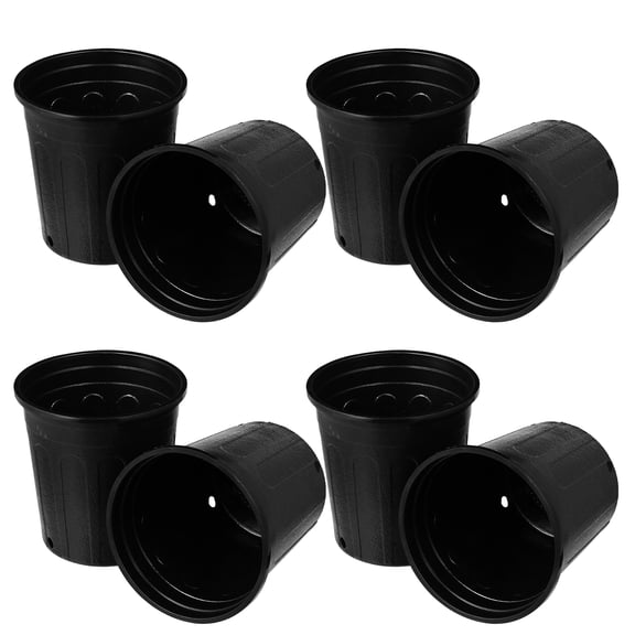 FOLOYORI 10Pcs Black Plastic Plant Flower Pots with Drainage for Home Garden