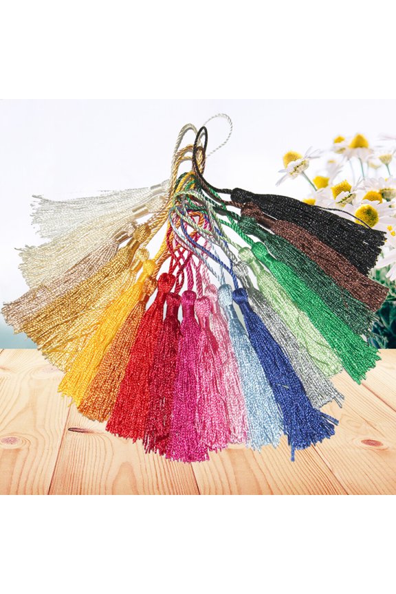 100pcs Chinese Knot Tassel Pendant with Ring DIY Crafts for Jewelry Making Bookmark Keychain Curtain (Random Colors)