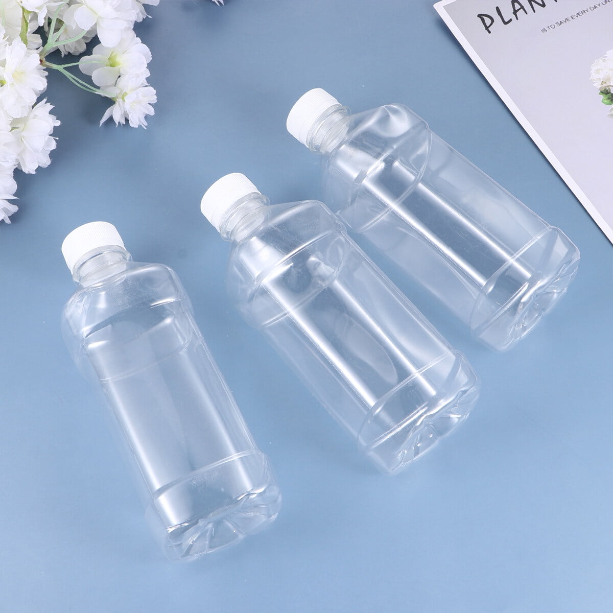 Melantax 20pcs 500ml Plastic Empty Mineral Water Bottles Transparent Dispenser Refillable Water Bottle Multifunctional Disposable Beverage Container with Lid