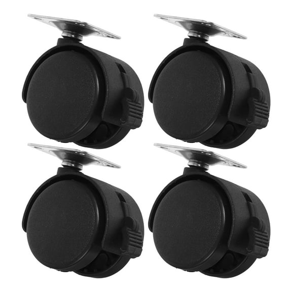 Melantax 4-Pack Dual Wheel Swivel Furniture Casters with Fixed Plate (Black)