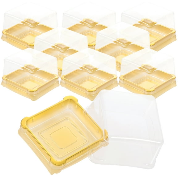 Melantax 50pcs Plastic Square Mooncake Box Egg Yolk Puff Box Gold Packaging Box (Small)