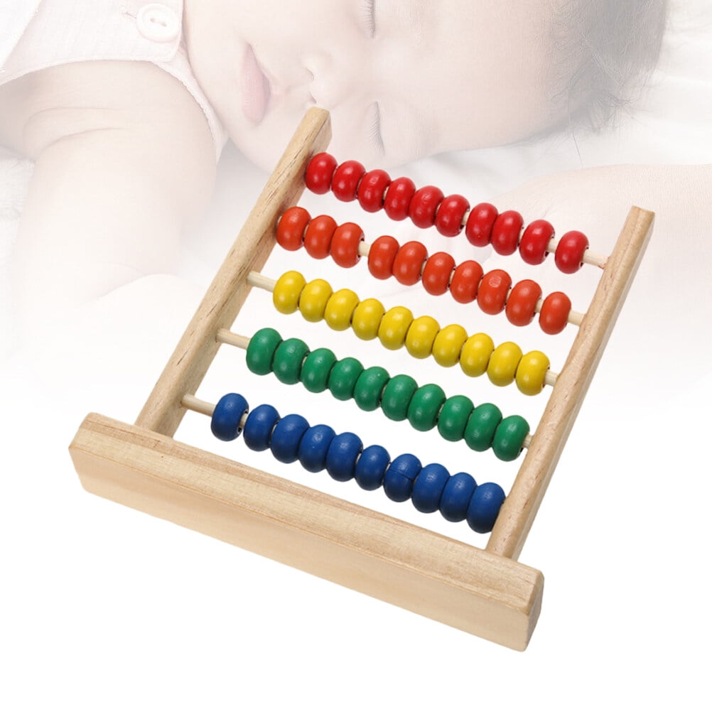 Melantax Abacus wooden bead rack small 5 rows intelligence development ...