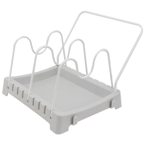 FOLOYORI 1Pc Grey Pot Lid Bracket Tabletop Adjustable Organizer for Kitchen Storage