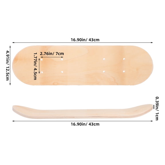 OUNONA DIY Blank Skateboard Deck for Customizing Sturdy Wood Beige Color with Pre Punched Holes 8.0 x 31.7 Inches