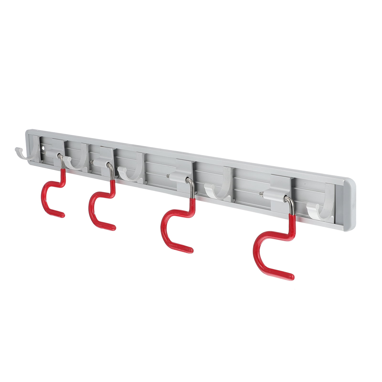 Red Broom Rack OUNONA Aluminum Garden Tool Organizer with 4 Hangers Broom Holder Wall ...