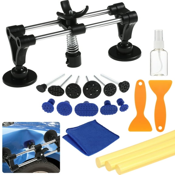 Melantax Car body dent puller kit dual rod bridge puller with pulling blades for strong repair of car dents and other metal surface dents