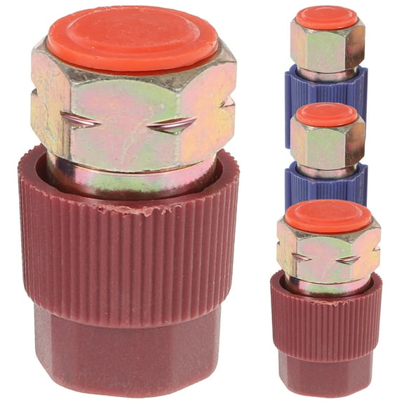 Melantax Case Pack Car Air Conditioner Charging Port Adapter Quick Disconnect Retrofit Kit with Cover, High Side and Low Side, Port to R134a Adapter, 3/16 Inch and 1/4 Inch