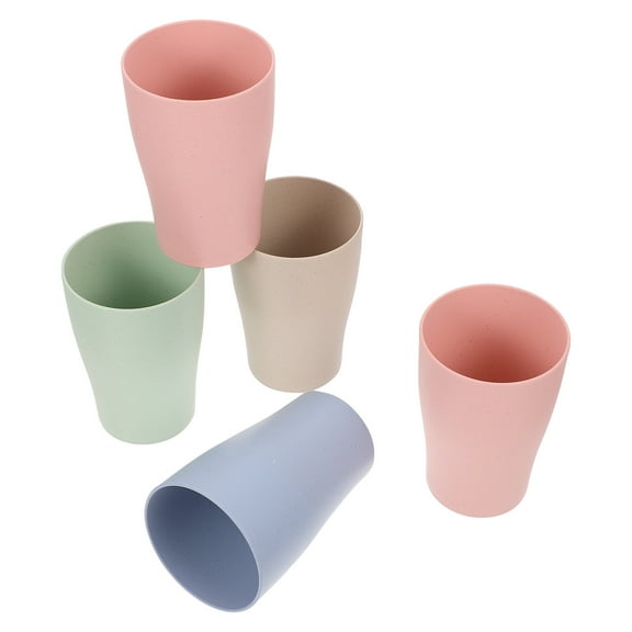 FOLOYORI Round Juice Cups Wheat Straw 5Pcs 2.8X2.8X4.1In