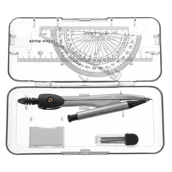 Melantax Compass set geometry drawing tool with protractor, ruler, pencil lead, eraser