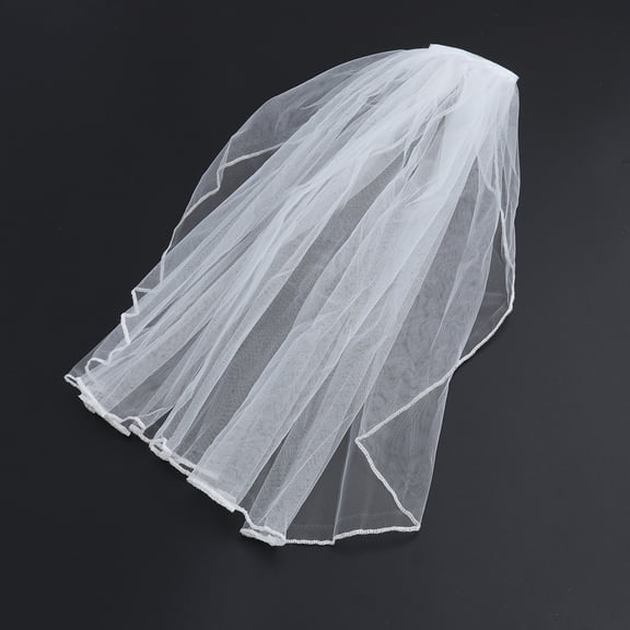 Melantax Elegant Short Bridal Veil with Tulle, Comb, and Ribbon for Wedding, Flower Girl, Party, and Photography - White