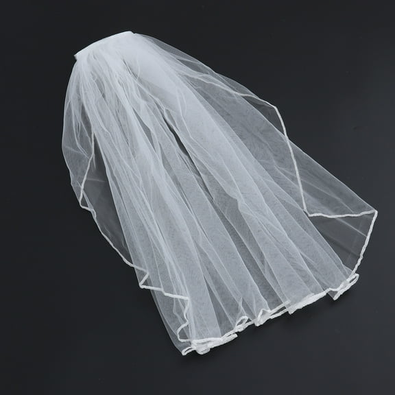 Melantax Elegant Short Wedding Veil Tulle Bridal Veil with Comb and Ribbon for Bride Flower Girl Wedding Party Photography (White)