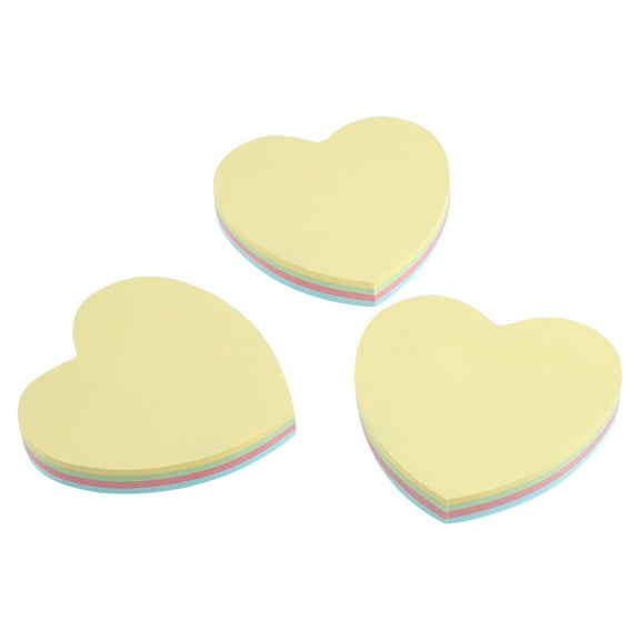 FOLOYORI 3Pcs Heart Shape Post Memo Assorted Colors Removable Adhesive