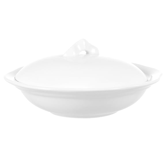 Melantax White Kitchen Serving Bowl with Lid, Simple Home Abalone Style Food Bowl and Butter Plate for Dining
