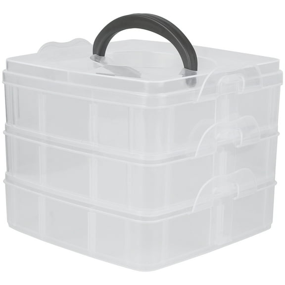 Melantax Layer 18 compartment plastic adjustable storage box storage box (transparent white)