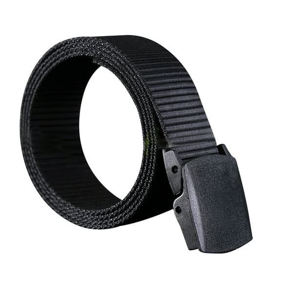 Melantax Men's Hypoallergenic Canvas Belt Canvas Webbing Nylon Belt Casual Style Airport Belt Outdoor Plastic Buckle Belt (Black 130cm)