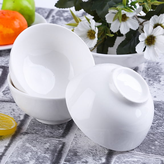 Melantax Pack of White Porcelain Bowls Insulated Rice Bowls Tableware for Restaurant Home (4 inches)