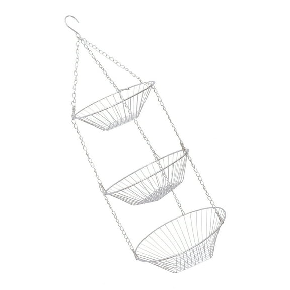 Melantax Three-layer wire hanging basket stainless steel basket fruit swing bowl vegetable rack display stand