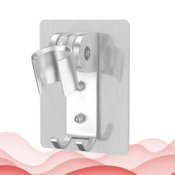 FOLOYORI Non Perforated Showerhead Bracket 1Pcs 3.1x2in Aluminium Silver 90 Degree Angle Adjustable