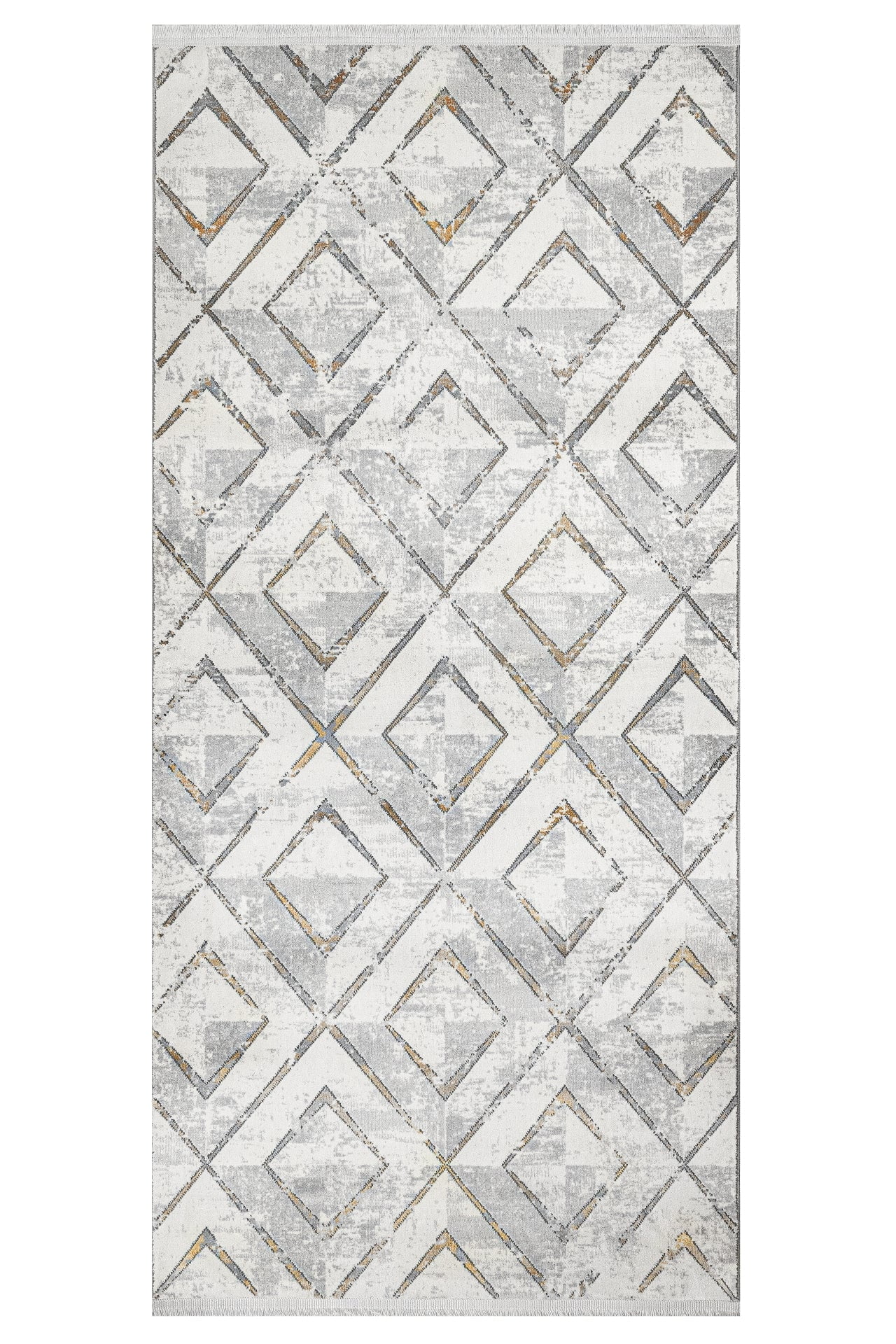 Melantha Grey Geometric Polyester Area Rugs for Living Room Jacquard ...
