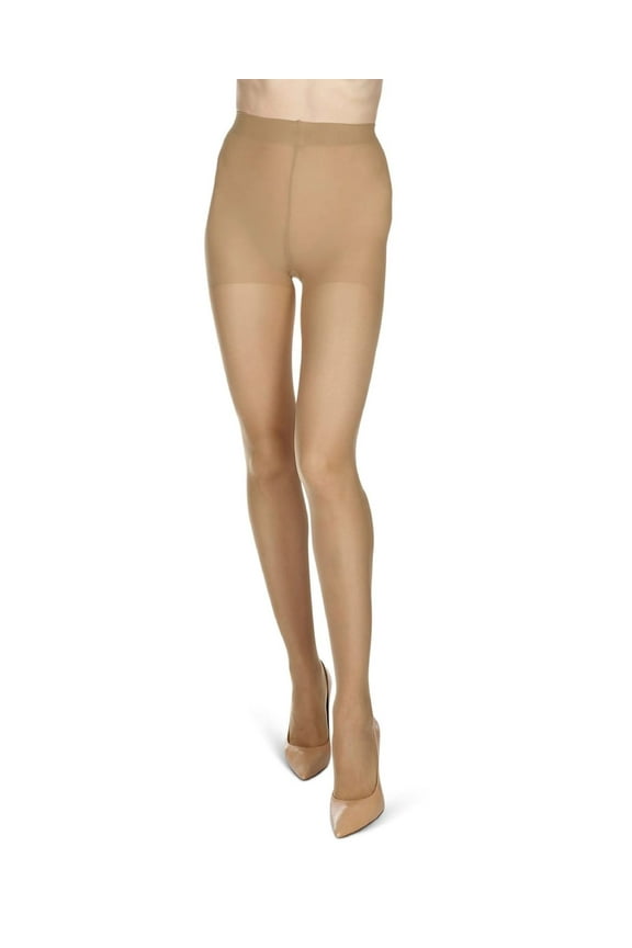 Women's 12 Denier Crystal Sheer Longline Shaper Pantyhose - Womens - Female, Large, Honey