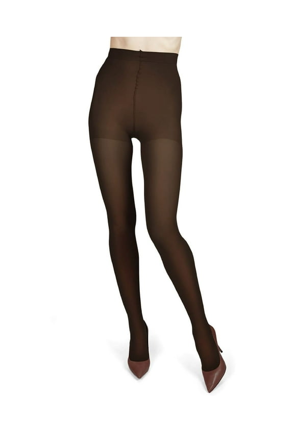 Women's Opaque 60 Denier Microfiber Shaper Control Top Tights - Womens - Female, Large/X-Large, Dark Chocolate