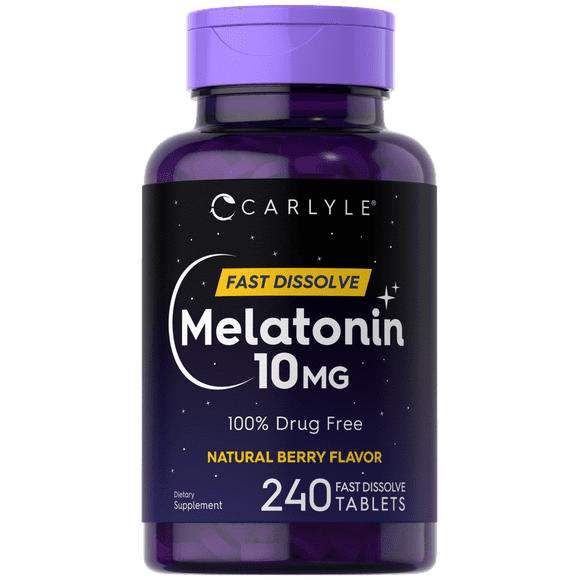 Melatonin 10mg | 240 Tablets | Berry Flavor Fast Dissolve Tablets for Men and Women | by Carlyle