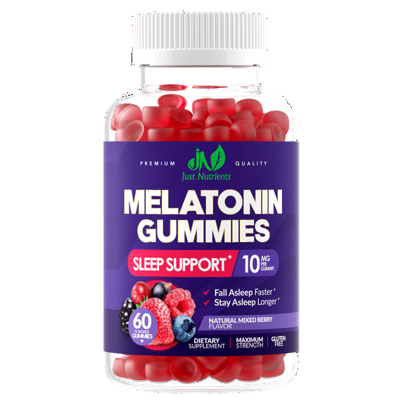 Melatonin 10mg Gummies for Adults (60 Servings) - Gluten-Free, Mixed Berry Flavor - 60 Gummies