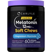 Melatonin 12mg | 60 Soft Chews | with Magnesium Glycinate | Mixed Berry Flavor | by Carlyle