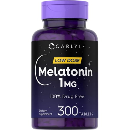 Melatonin 1mg | 300 Vegetarian Tablets for Men and Women | by Carlyle