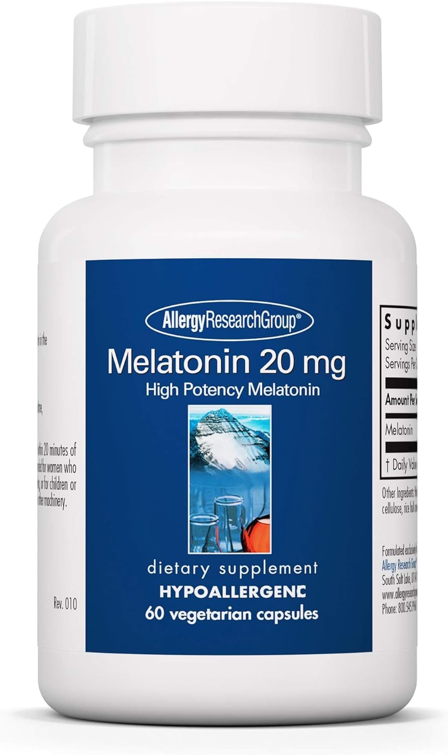 ARG Melatonin - Delivers 20 mg Melatonin - Maximum Strength - Supports Healthy Sleep Patterns & Optimized Absorption - 60 Servings - 60 Tablets