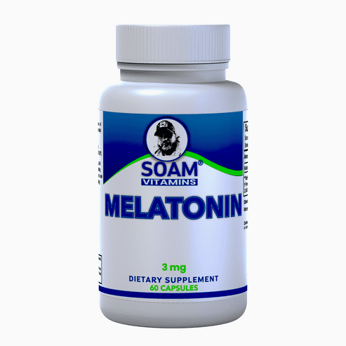 Melatonin 3mg - Supplement for Adults - Natural Sleep Aids for Adults - Support Sleep Health - Fast Dissolve 60 Capsules - Dru free - Non GMO - Gluten Free - SOAM